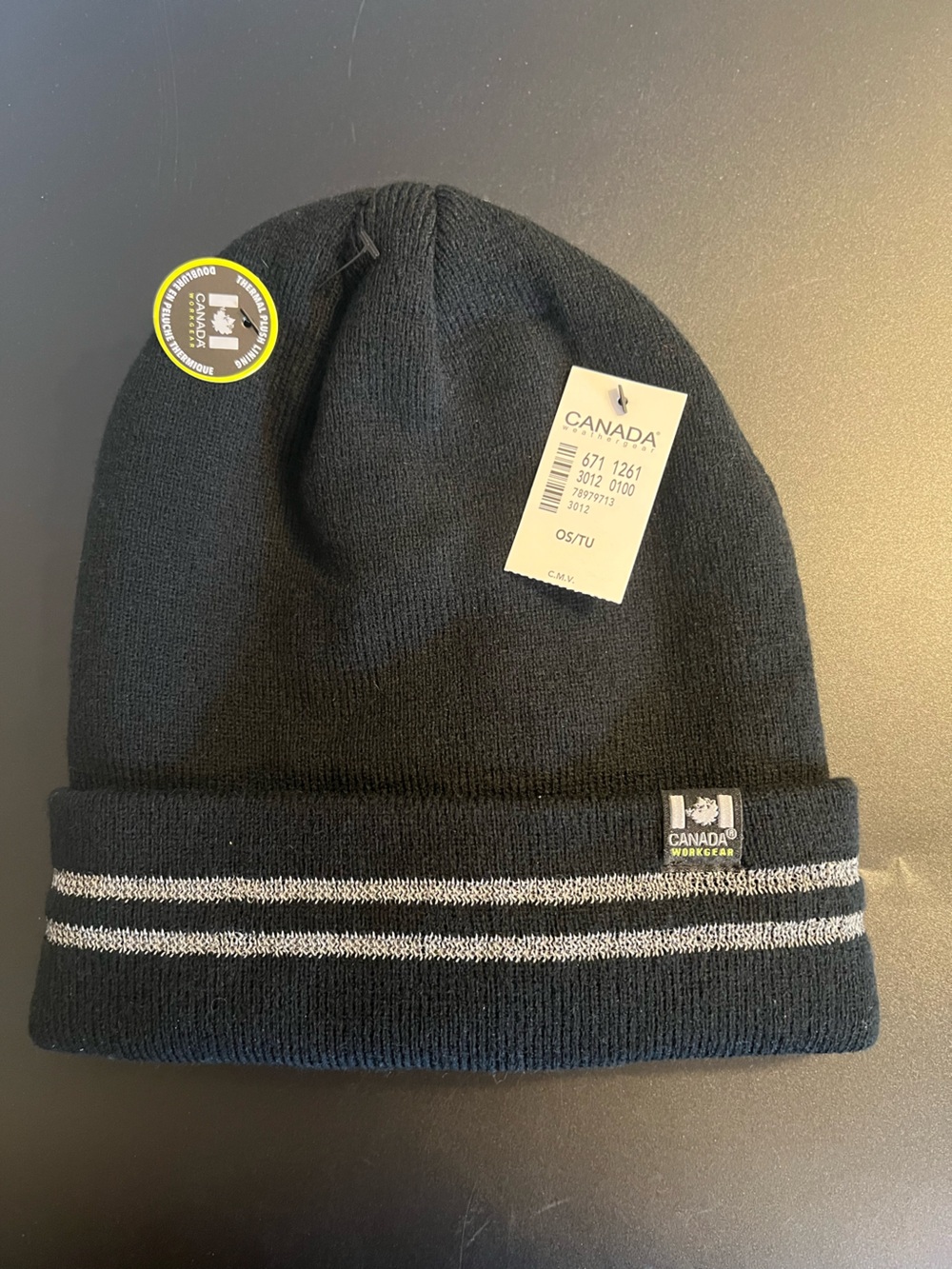 🇨🇦NWT • Canada Weathergear Workwear Thermal Plush Lined Cuffed Beanie Black